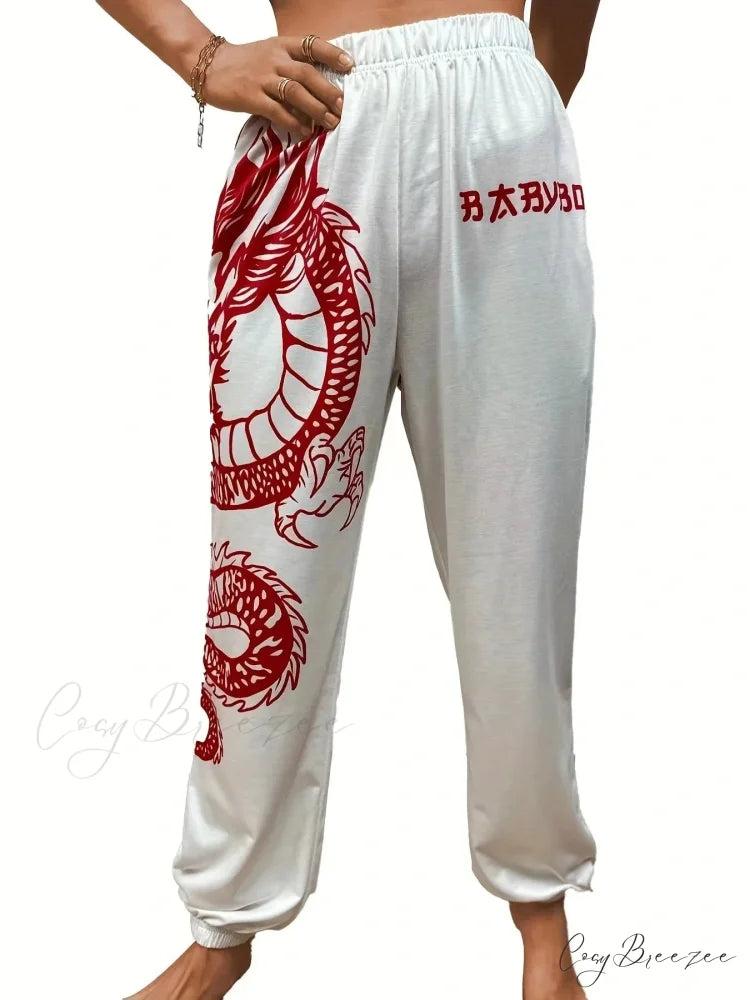 Summer Graphic High Waist Jogger Pants Red / S pants-241228