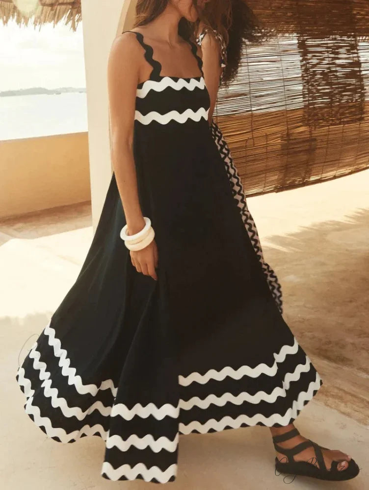 Summer Holiday Elegant Vintage Sling Long Maxi Boho Dress army green / S