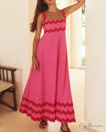 Summer Holiday Elegant Vintage Sling Long Maxi Boho Dress Ivory / S