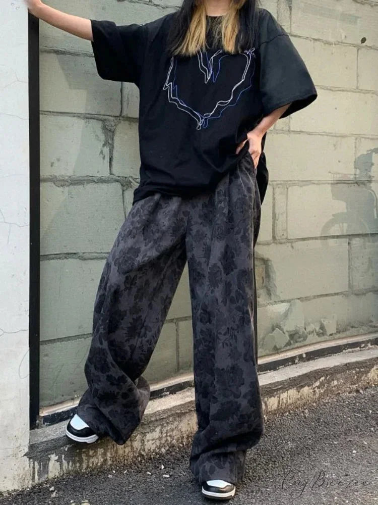 Summer Kawaii Eyelet Embroidery Palazzo Pant pant-250223