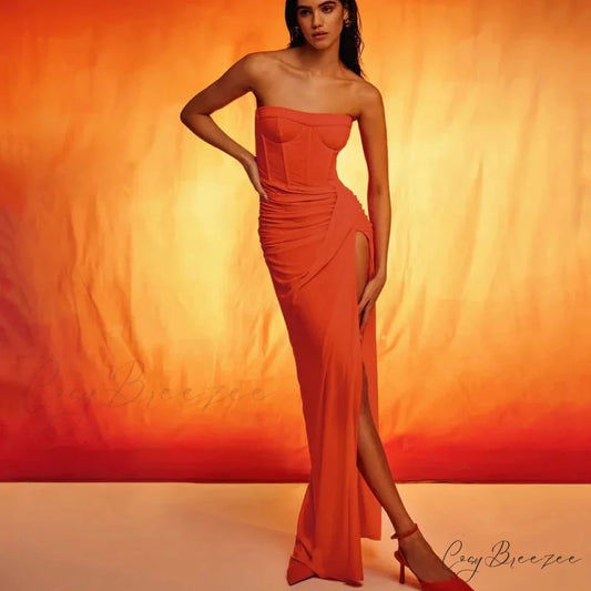 Summer New Womens Sexy Breast Wrapping Backless Dress Red Christmas Party Dress