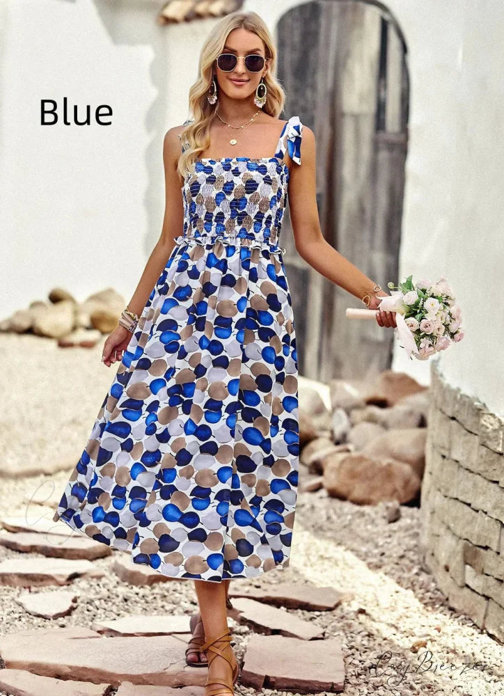 Summer Printed Maxi Sling Dress S / yellow