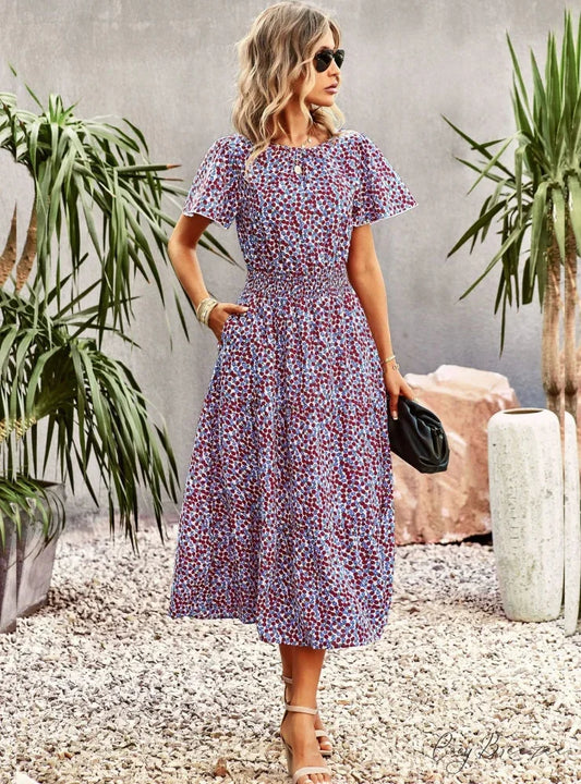 Summer Printed Short-Sleeve Dress S / black