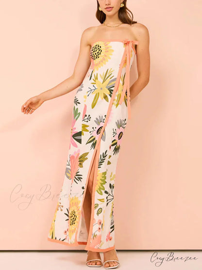 Summer Sexy Split Charming Wrap Printed Dresses