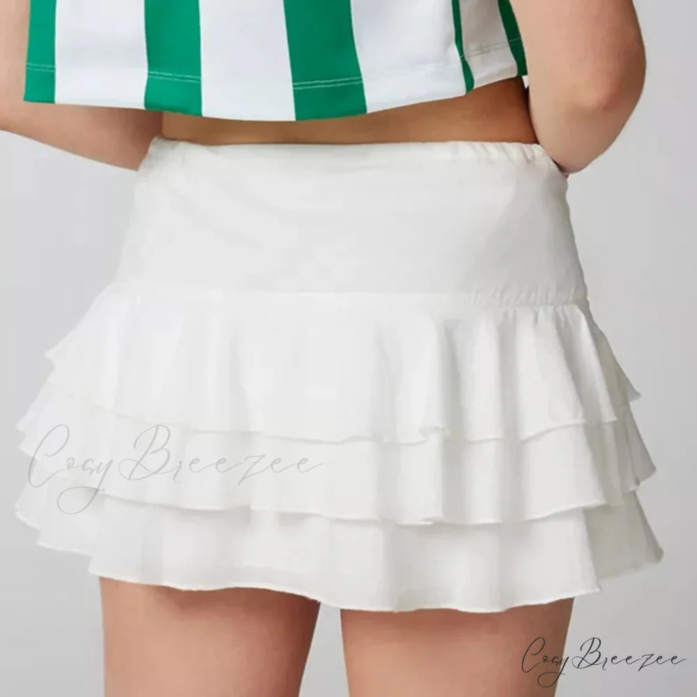 Summer Solid Ruffled Tiered Skirt skirts-250223
