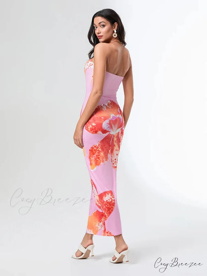 Summer Strapless Backless Wrap Dress floraldress-250126