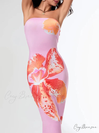 Summer Strapless Backless Wrap Dress floraldress-250126