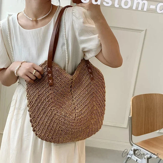 Summer Straw Rattan Crochet Shoulder Bag shoulder-250126