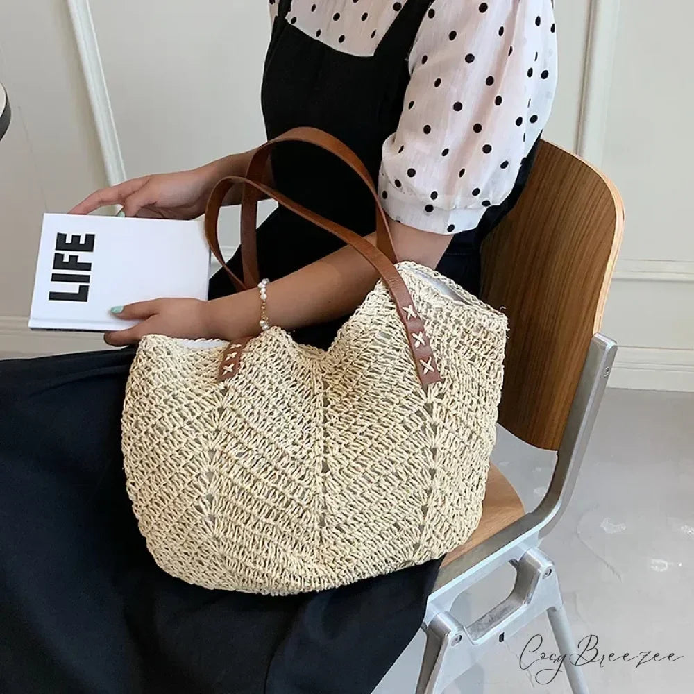 Summer Straw Rattan Crochet Shoulder Bag shoulder-250126
