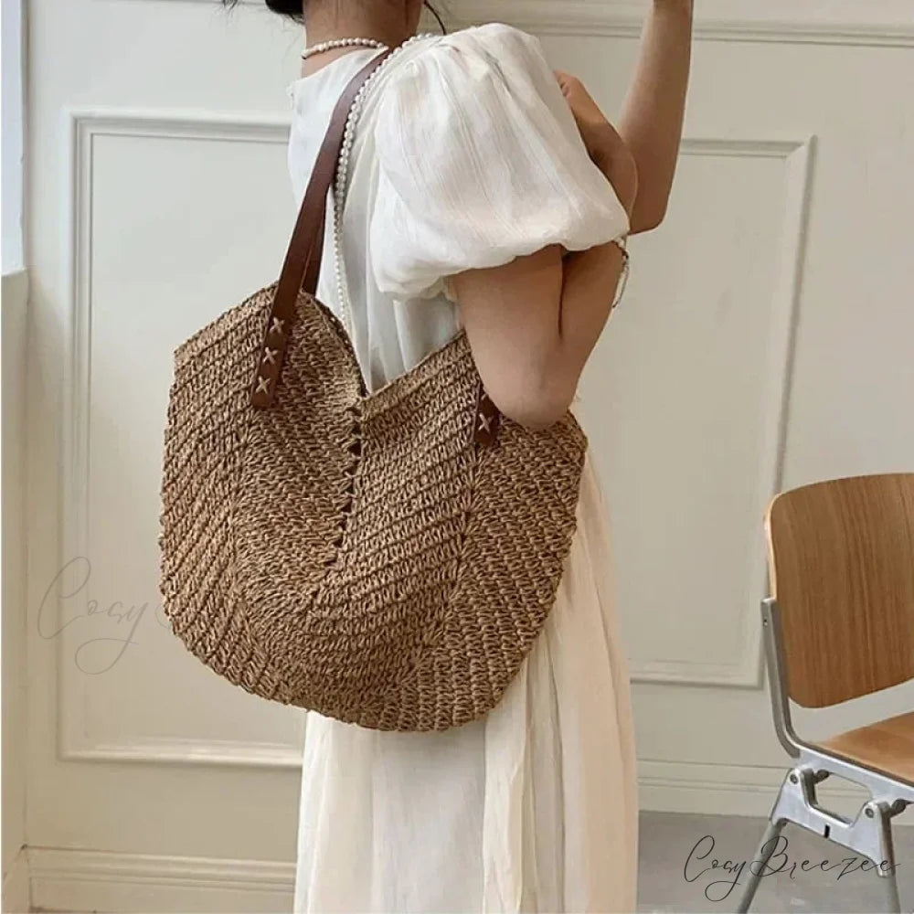 Summer Straw Rattan Crochet Shoulder Bag shoulder-250126