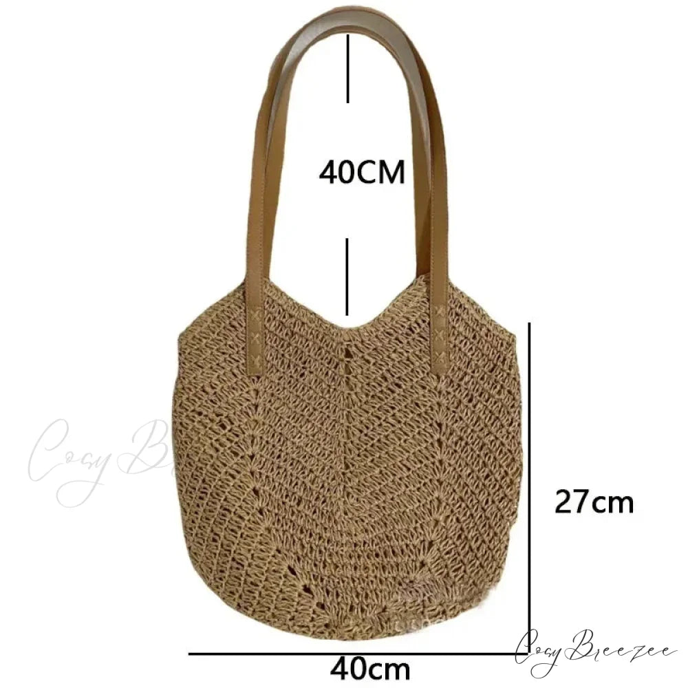 Summer Straw Rattan Crochet Shoulder Bag shoulder-250126
