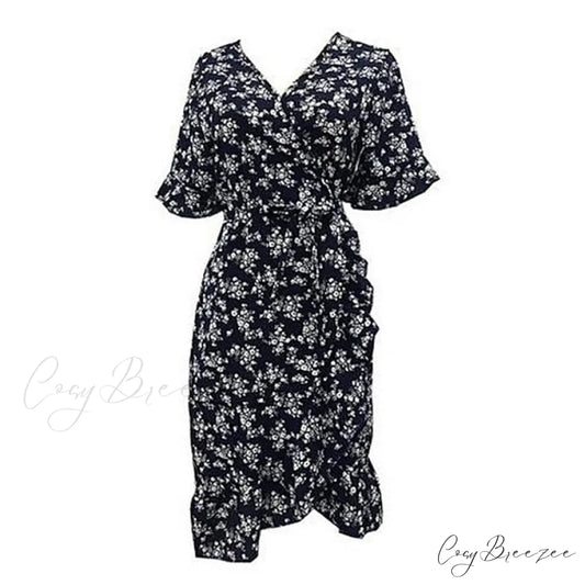 Summer V-Neck Short Wrap Dress for Women