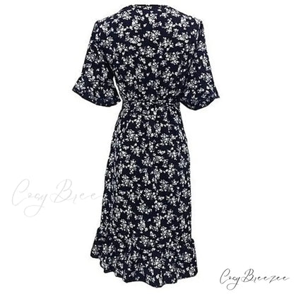 Summer V-Neck Short Wrap Dress for Women