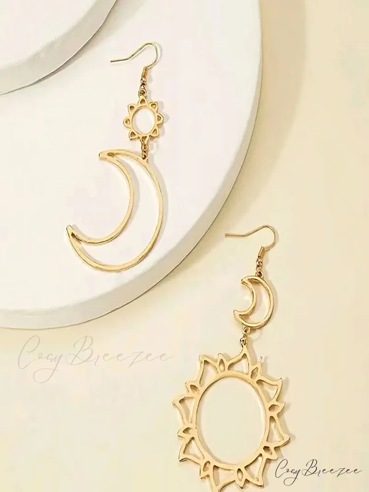 Sun & Moon Vintage Exaggerated Dangle Earrings