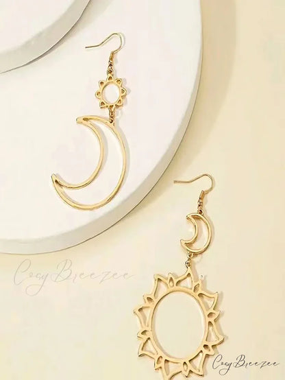 Sun & Moon Vintage Exaggerated Dangle Earrings