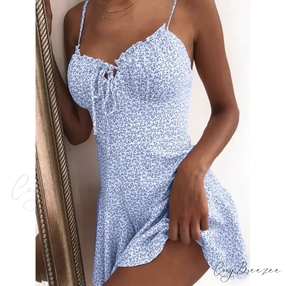 Sundress for Women - Short Mini Dress Blue / S