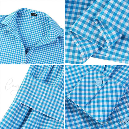 Sundress Plaid Blouse Women Vintage Spring Casual Pockets Patterned Belted Lapel Party Gown Button Dresses Arm Long