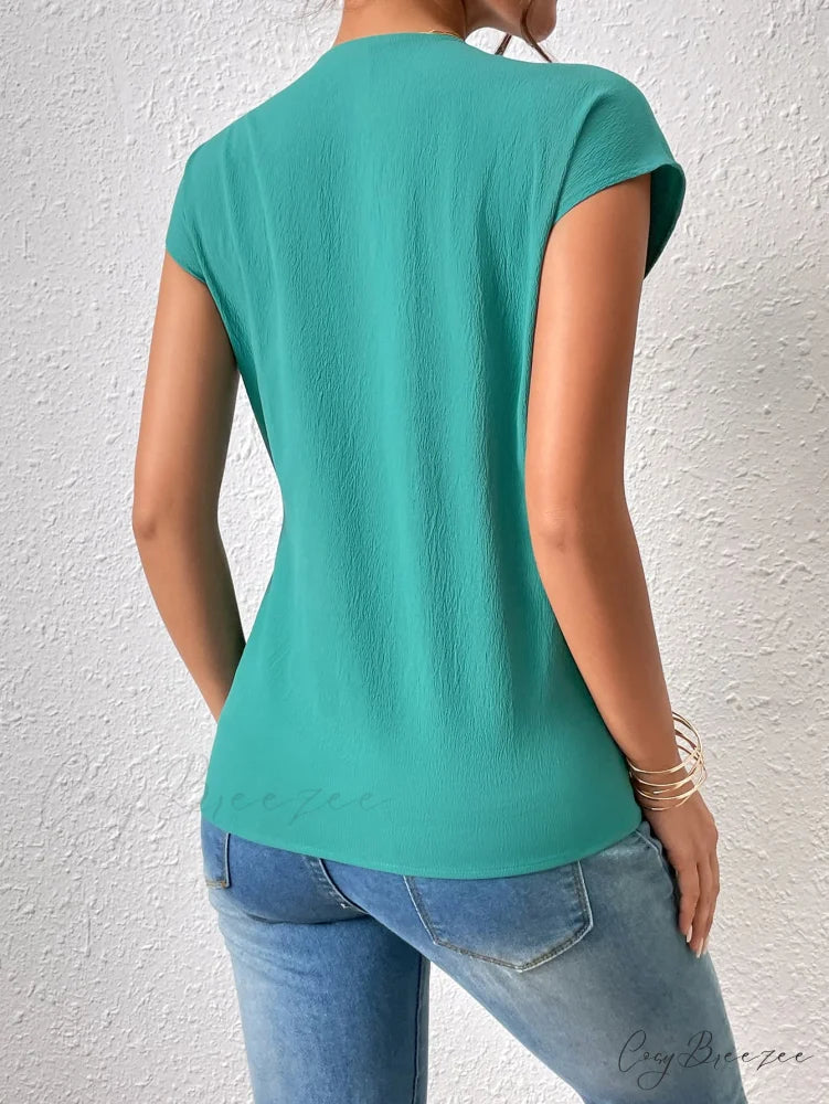 Surplice Brief with Arm Blouse Neck Tie