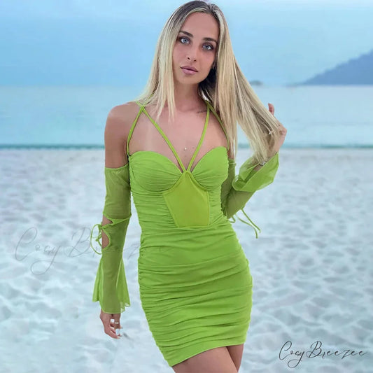 Suspenders Openwork Mini Dress minidress-250223