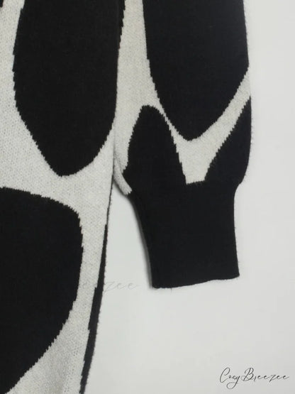 Sweater Gown with Mock Neck Contrast
