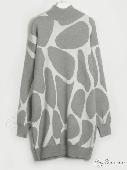 Sweater Gown with Mock Neck Contrast