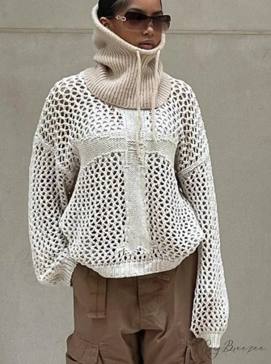 Sweater Loose Y2K Harajuku Top Knit Fairycore Retro Out Smock Warm-Season Grunge Vintage Hollow Pullovers Crewneck
