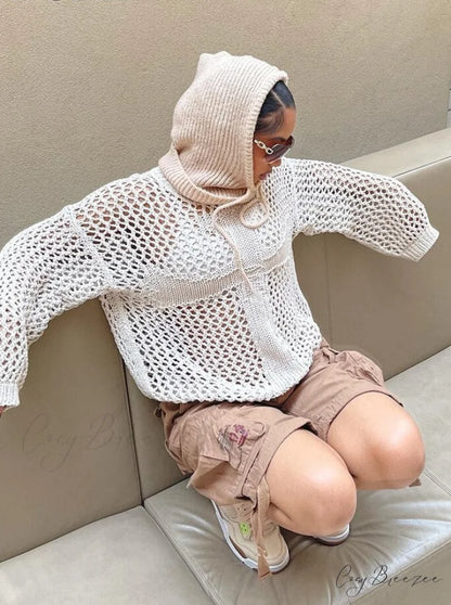 Sweater Loose Y2K Harajuku Top Knit Fairycore Retro Out Smock Warm-Season Grunge Vintage Hollow Pullovers Crewneck