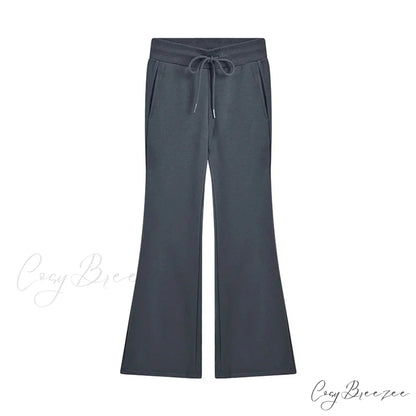 Sweatpants Low-waisted Black Grey Drawstring Flare Streetwear Quality Pants Dark Grey / S