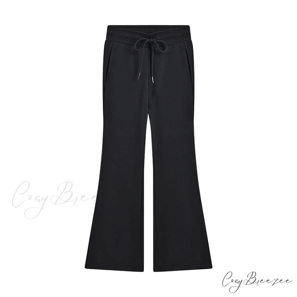 Sweatpants Low-waisted Black Grey Drawstring Flare Streetwear Quality Pants Black / S