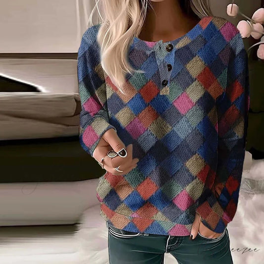 Sweatshirt Vibrant Retro in Plaid Colors Multicolor / S
