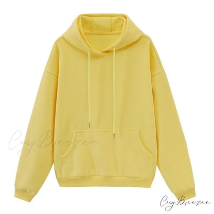 Sweatshirts Jackets Womens Winter Hooded Hoodies Fleece Oversize Solid Tracksuits Unisex Autumn Pullovers Couple yellow