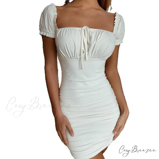 Sweet And Stunning Charming Mesh Mini Dress WHITE / S