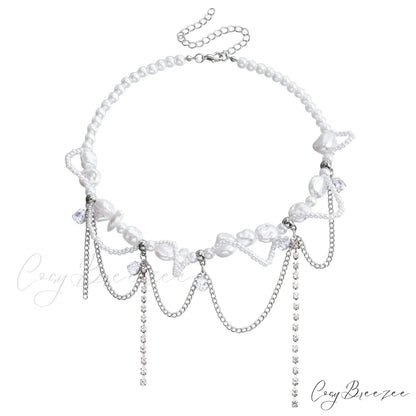 Sweet Cool Irregular Faux Pearl Necklace STEEL
