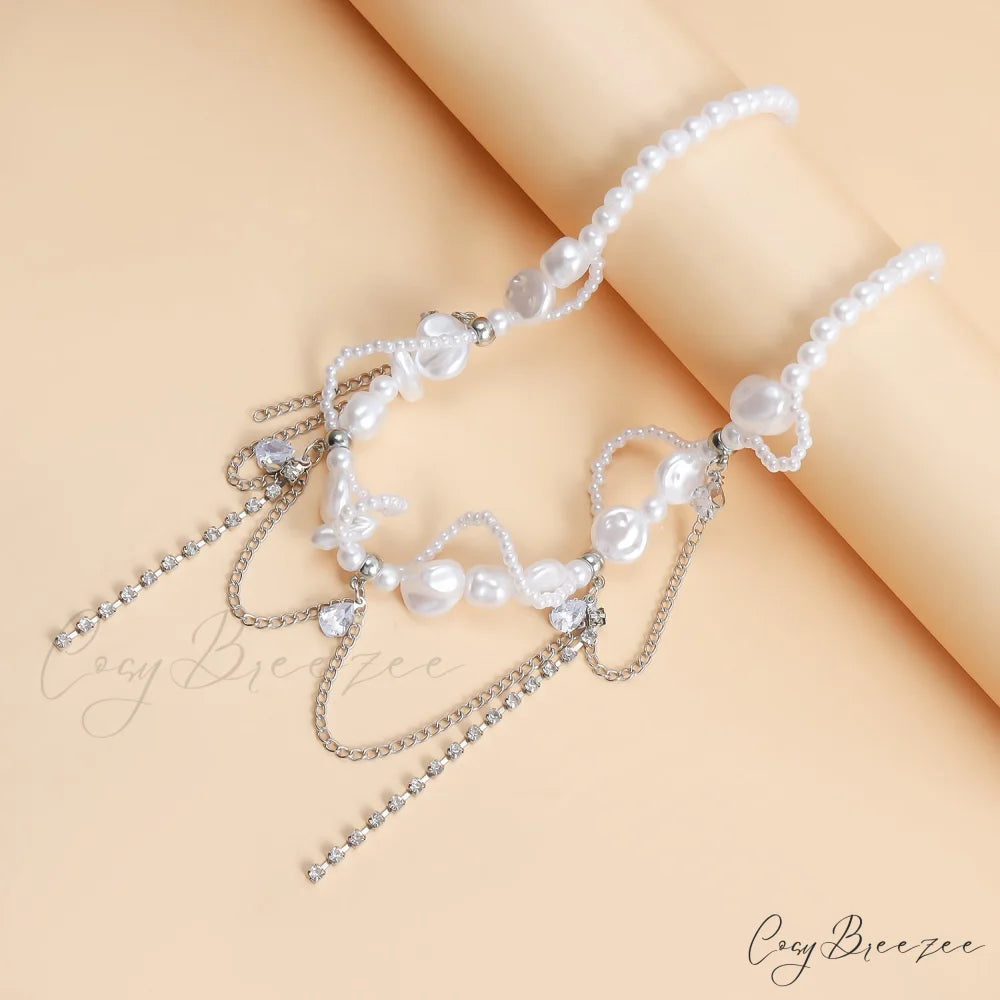 Sweet Cool Irregular Faux Pearl Necklace STEEL