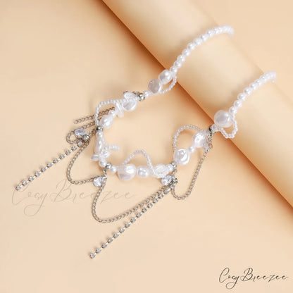 Sweet Cool Irregular Faux Pearl Necklace STEEL