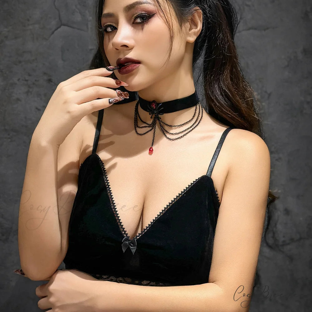 Sweet Cool Ruby Spider Necklace
