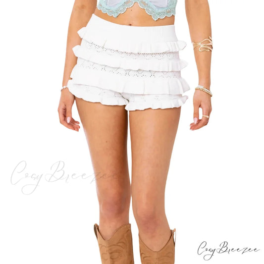 Sweet Knit Layered Casual Shorts WHITE / S short-250223