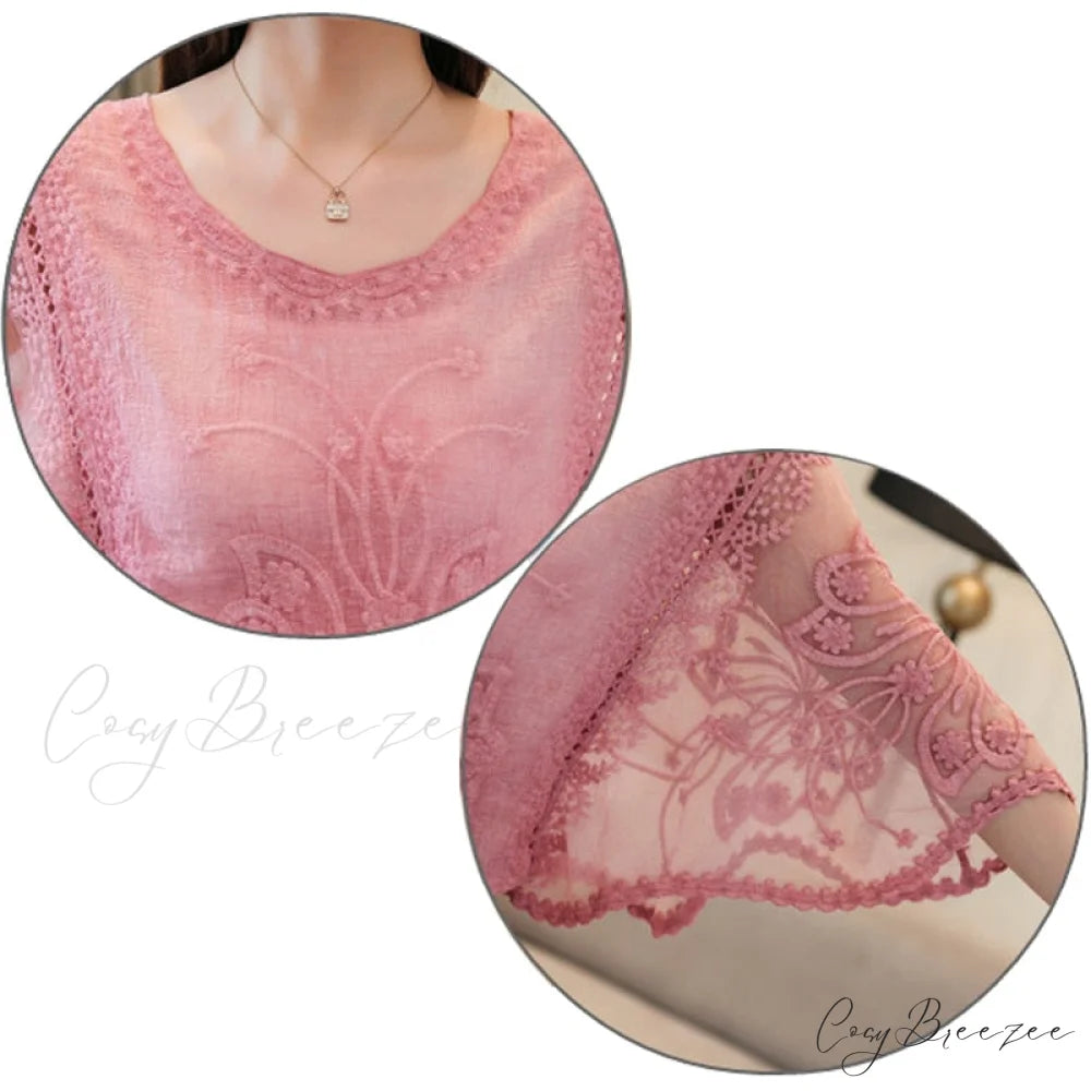 Sweet Spring Lace Fashion and Women’s Warm-Season Out Hollow 2024 White Blouse Top