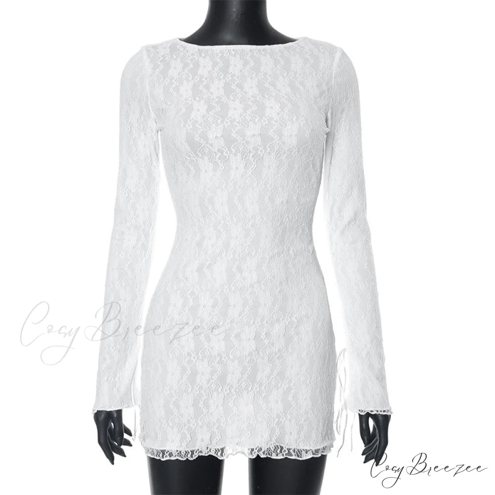 Sydney Formal Sequin Charming Scroll Mini Dress WHITE / S