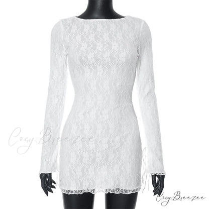 Sydney Formal Sequin Charming Scroll Mini Dress WHITE / S