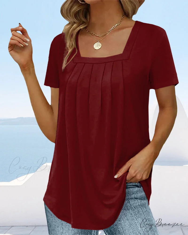t-shirt color Solid sleeve short with square neck