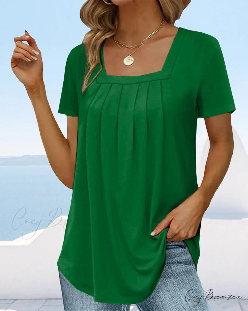 t-shirt color Solid sleeve short with square neck