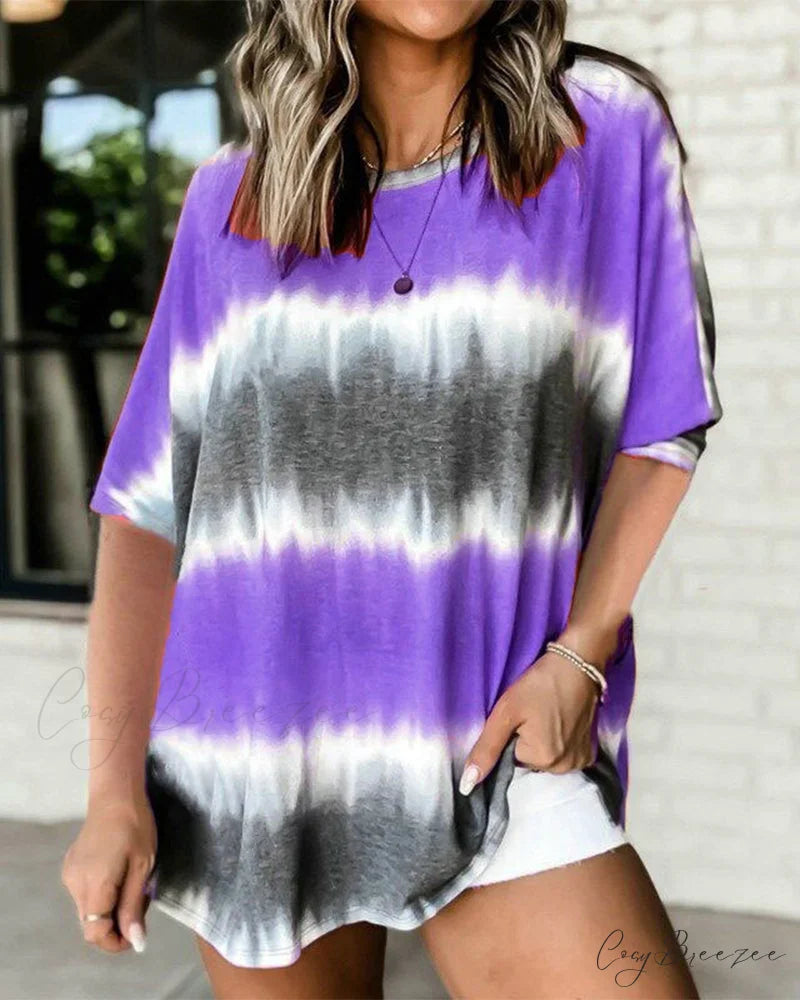 T-shirt Dye Tie Brief Sleeves Purple / S