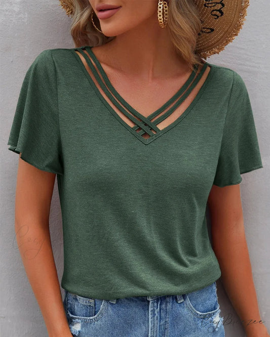 T-shirt in Solid Cut Out Color Dark green / S