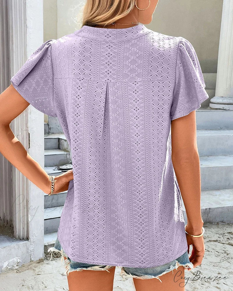 T-shirt Ruffle with V-neck Sleeves