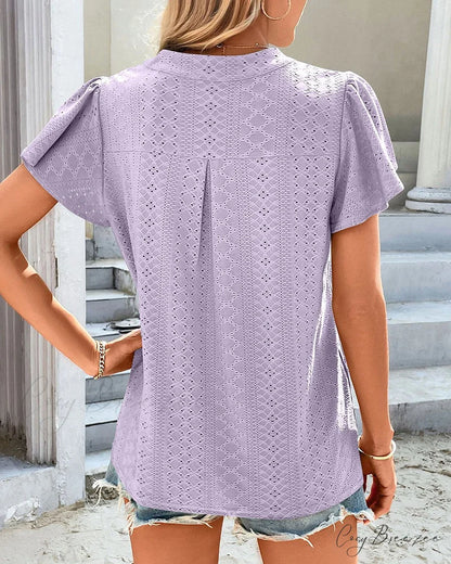 T-shirt Ruffle with V-neck Sleeves