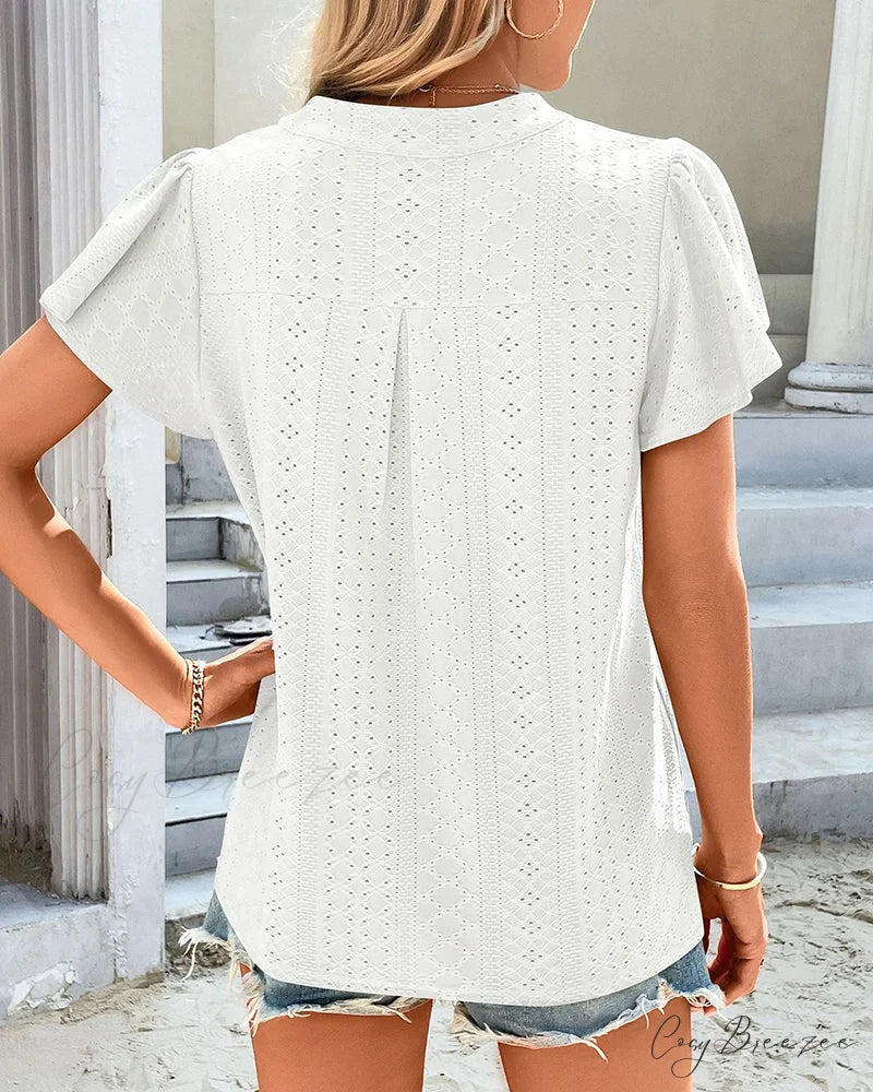 T-shirt Ruffle with V-neck Sleeves