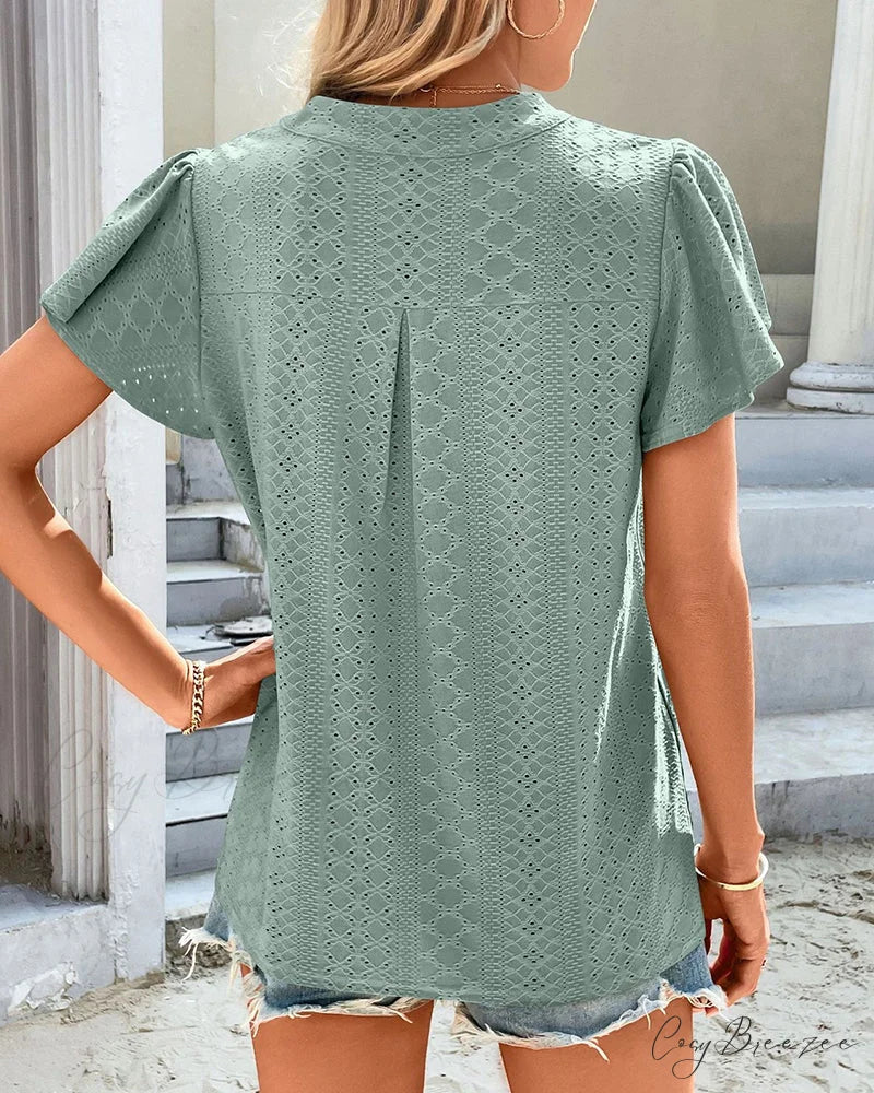 T-shirt Ruffle with V-neck Sleeves