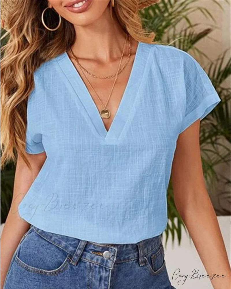 T-shirt Solid for color summer Blue / XS
