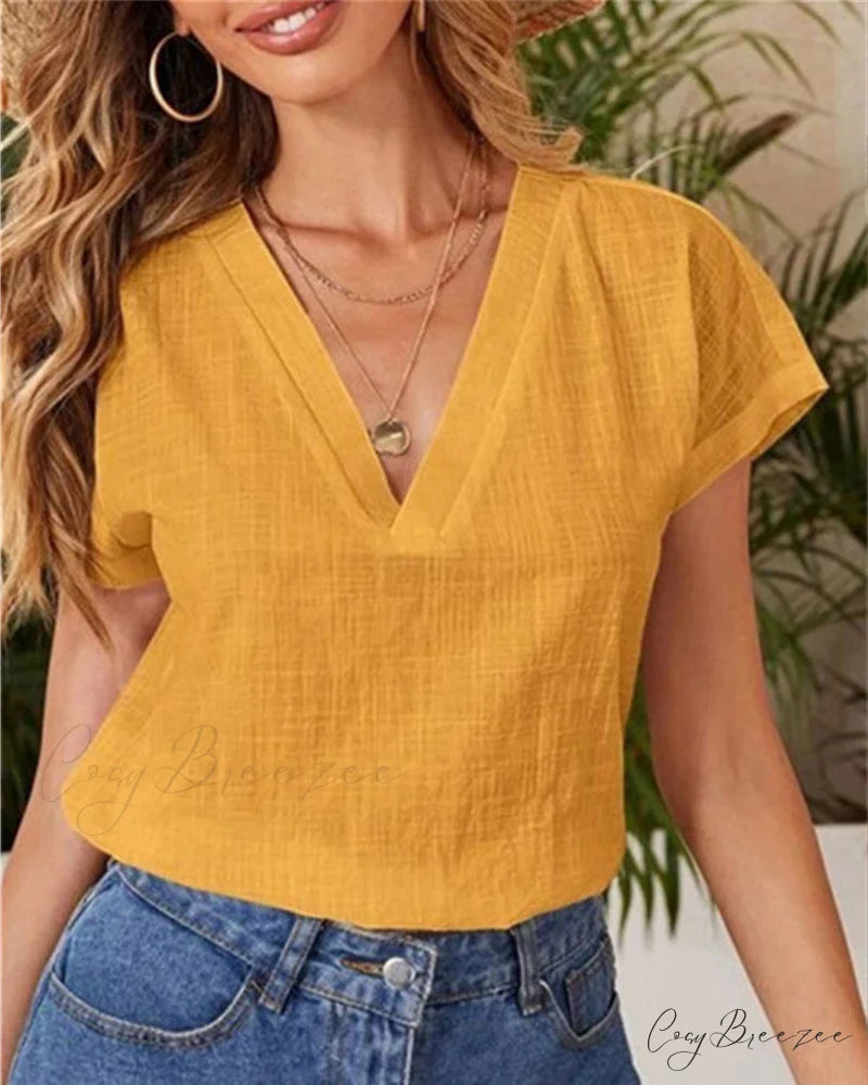 T-shirt Solid for color summer Yellow / XS